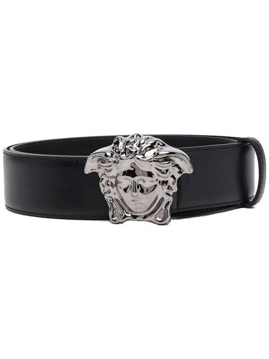 Medusa Buckle Leather Belt Black - VERSACE - BALAAN.