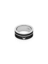 Logo Stainless Steel Ring Silver Black - EMPORIO ARMANI - BALAAN 1