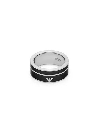 Logo Stainless Steel Ring Silver Black - EMPORIO ARMANI - BALAAN 1