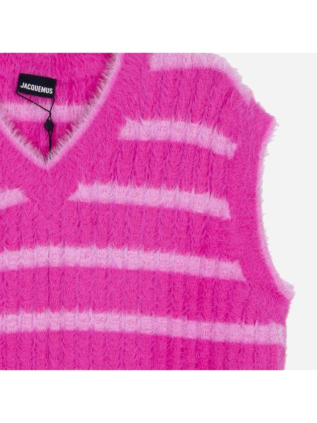 Jacquemus Fluffy Striped Pullover Vest Pink 225KN0692370 043 - JACQUEMUS - BALAAN 3