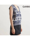 Logo Wool Mix Vest Knit Top Sky Captain - GANNI - BALAAN 6