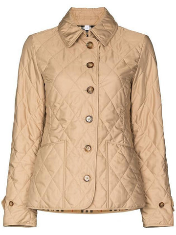 Women's Diamond Quilted Thermoregulated Jacket Beige - BURBERRY - BALAAN 1