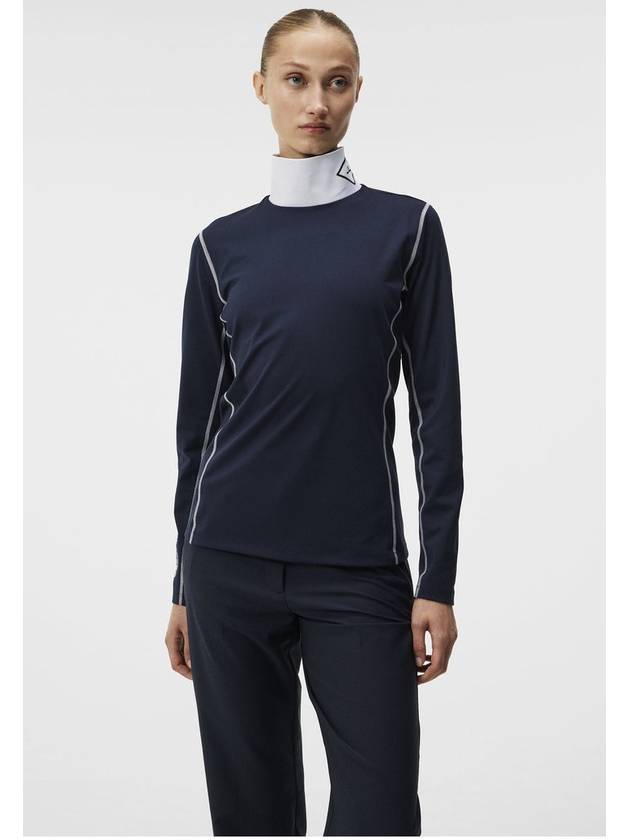 Powderhorn Mid Layer High Neck Long Sleeve T-Shirt Navy - J.LINDEBERG - BALAAN 3