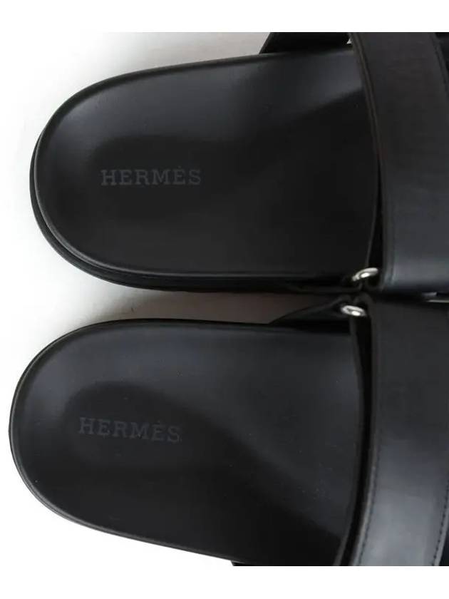 Hermes Chypre H Logo Calfskin Sandals Black - HERMES - BALAAN 8