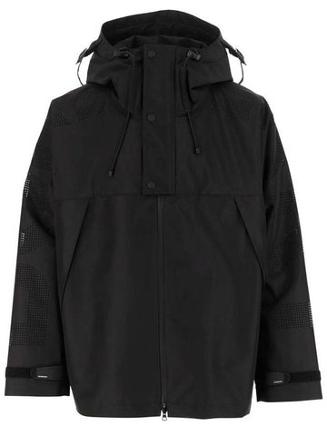 Men's Perforated Logo Zip-Up Hoodie Black - BURBERRY - BALAAN 1