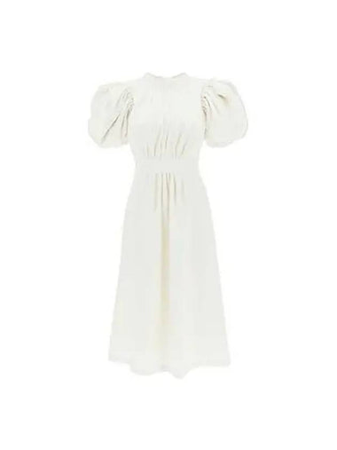 One piece puff sleeve midi dress white - ROTATE - BALAAN 1