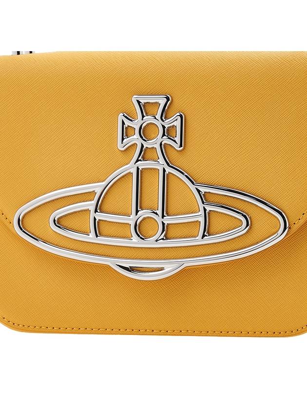 Linda Logo Plaque Saffiano Leather Cross Bag Yellow - VIVIENNE WESTWOOD - BALAAN 7