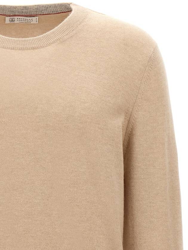 Crew Neck Cashmere Knit Top Beige - BRUNELLO CUCINELLI - BALAAN 4