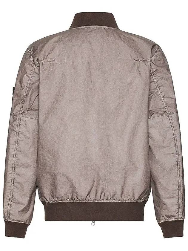 Men's Wappen Patch Zip-Up Bomber Jacket Grey Brown - STONE ISLAND - BALAAN 3