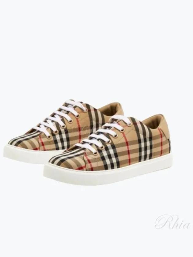 Vintage Check and Leather Sneakers Archive Beige - BURBERRY - BALAAN 2