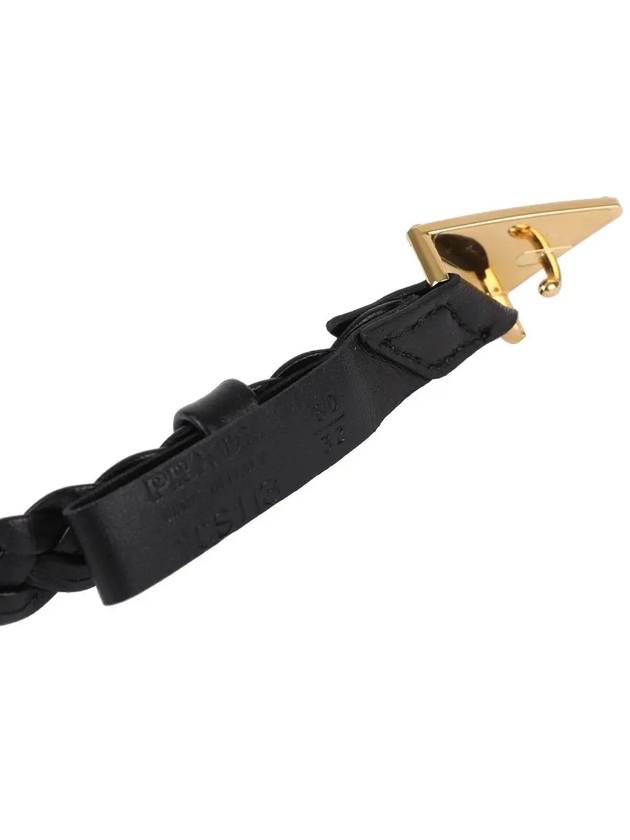 Triangle Logo Napa Leather Belt Black - PRADA - BALAAN 6