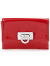 Ferragamo Women's Gancini Card Wallet 22 0435 FLAME RED 0760664 - SALVATORE FERRAGAMO - BALAAN 1