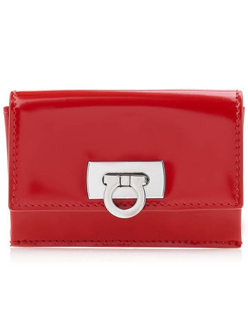 Ferragamo Women's Gancini Card Wallet 22 0435 FLAME RED 0760664 - SALVATORE FERRAGAMO - BALAAN 1