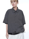 Men s SSHS CH Seersucker String Half Shirt Charcoal - CHANCE'S NOI - BALAAN 6