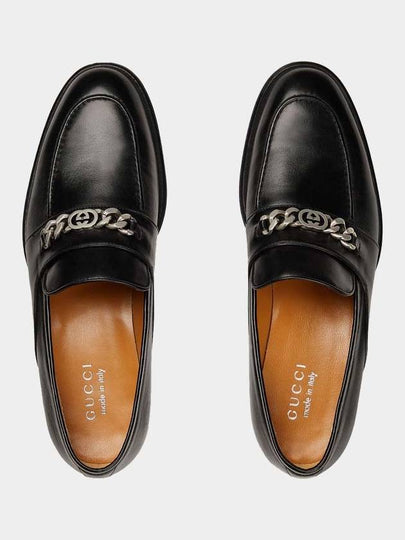 Interlocking G Chain Leather Loafers Black - GUCCI - BALAAN 2