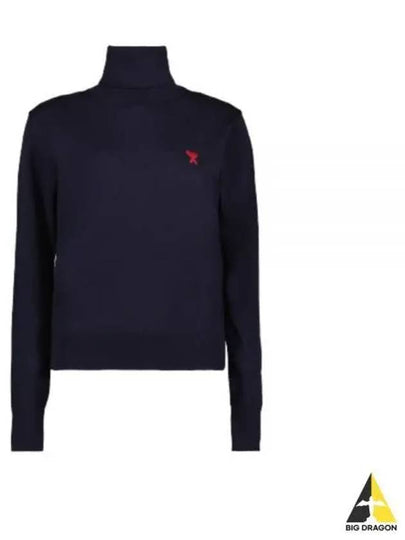 Small Heart Logo Turtleneck Midnight Blue - AMI - BALAAN 2