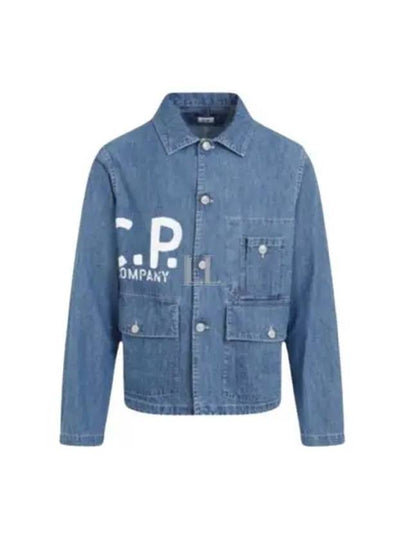 Logo Print Denim Jacket Blue - CP COMPANY - BALAAN 2