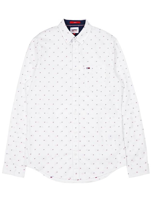 Dobby Spot Slim Fit Long Sleeve Shirt White - TOMMY HILFIGER - BALAAN 2