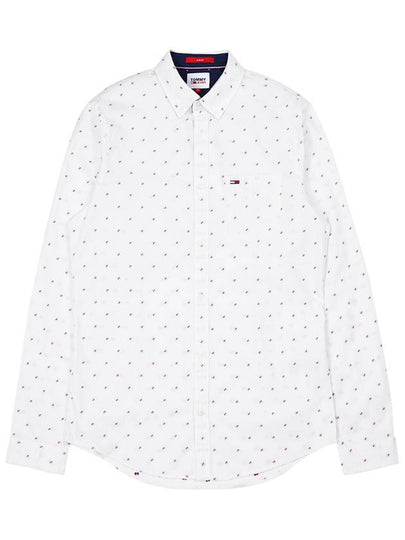 Dobby Spot Slim Fit Long Sleeve Shirt White - TOMMY HILFIGER - BALAAN 2