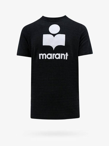 Karman Logo Print Linen Short Sleeve T-Shirt Black - ISABEL MARANT - BALAAN 1