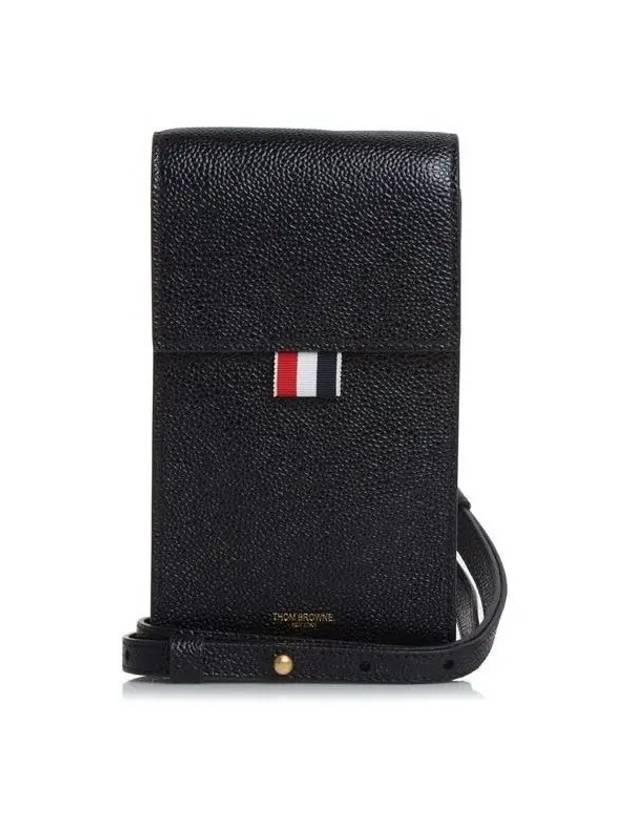 Three Stripes Strap Leather Phone Case Black - THOM BROWNE - BALAAN 2