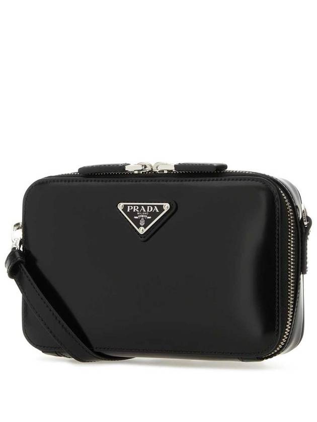 Brique Brushed Leather Messenger Bag Black - PRADA - BALAAN 3