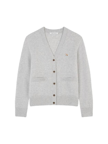 Baby Fox Patch Boxy Cardigan Light Grey Melange - MAISON KITSUNE - BALAAN 1