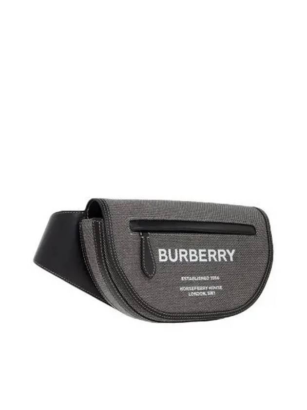 Olympia Horseferry Print Canvas Small Belt Bag Black Gray - BURBERRY - BALAAN 2