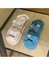 printed fabric velcro sandals pink blue - CHANEL - BALAAN.