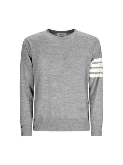 4 Bar Armband Classic Merino Wool Knit Top Light Grey - THOM BROWNE - BALAAN 2