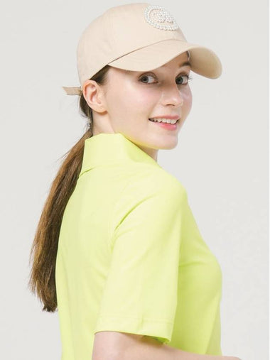 Golf Pearl Circle Logo Decoration Hard Type Beige Ball Cap DO9232CA77-2 - DOYOUKNOWMC GOLF WEAR - BALAAN 1