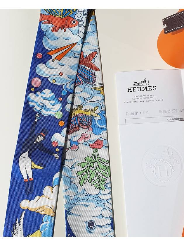 Sur Mon Nuage Twilly Scarf Blue - HERMES - BALAAN 7