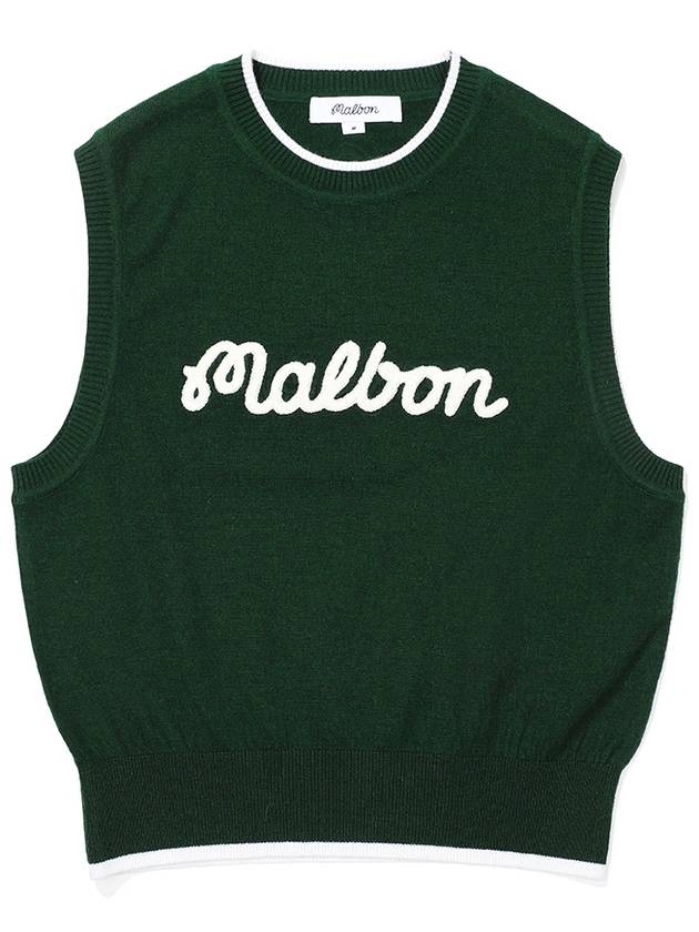 M Script Wool Vest GREEN WOMAN - MALBON GOLF - BALAAN 1