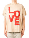 Men's AXTON Love Print Short Sleeve T-Shirt Camel - BURBERRY - BALAAN.