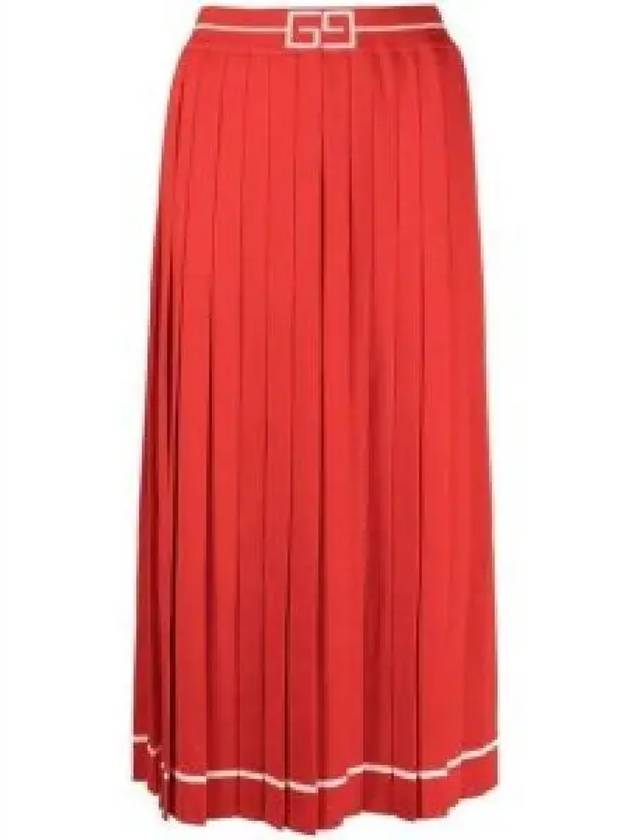 Wool Jacquard Pleated Skirt Red - GUCCI - BALAAN 2