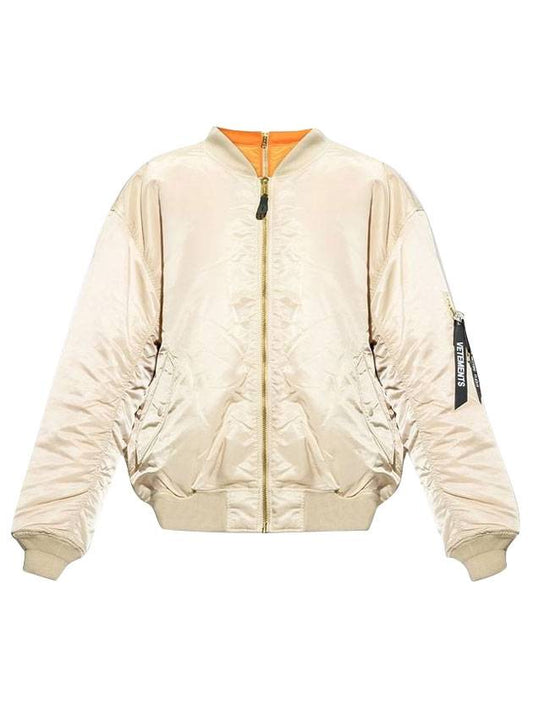 Alpha Industries double zip-up bomber jacket cream - VETEMENTS - BALAAN.