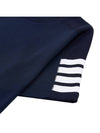 4-Bar Striped Cotton Short Sleeve T-Shirt Navy - THOM BROWNE - BALAAN 4