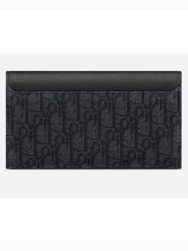 Saddle Oblique Jacquard Leather Long Wallet Black - DIOR - BALAAN 3