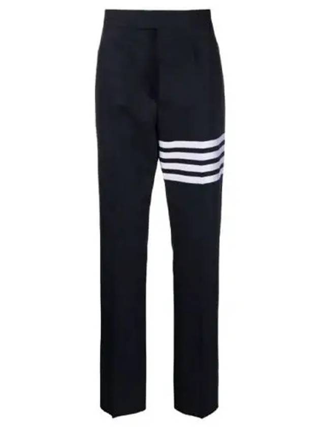 4 Bar Engineered Cotton Straight Pants Navy - THOM BROWNE - BALAAN 2