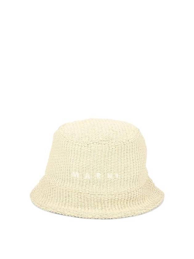 Embroidered Logo Cotton Bucket Hat Beige - MARNI - BALAAN 1