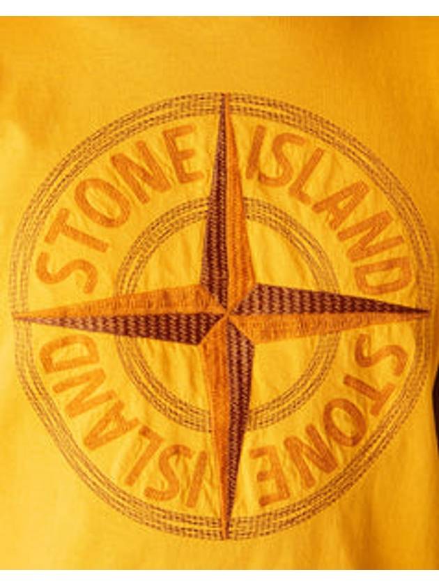 Stitches Three Embroidery Short Sleeve T-Shirt Orange - STONE ISLAND - BALAAN 4