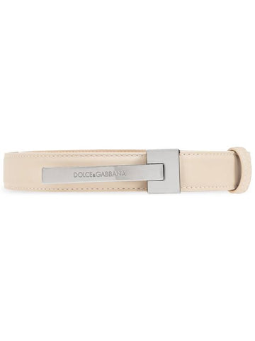 Dolce & Gabbana Leather Belt, Men's, Cream - DOLCE&GABBANA - BALAAN 1