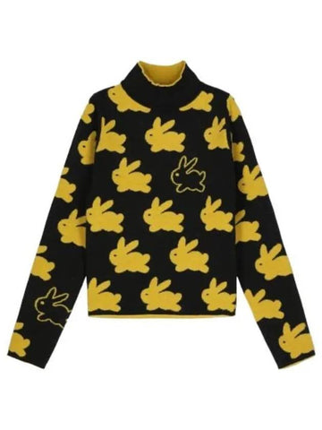 Bunny jacquard high neck knit black yellow - JW ANDERSON - BALAAN 1