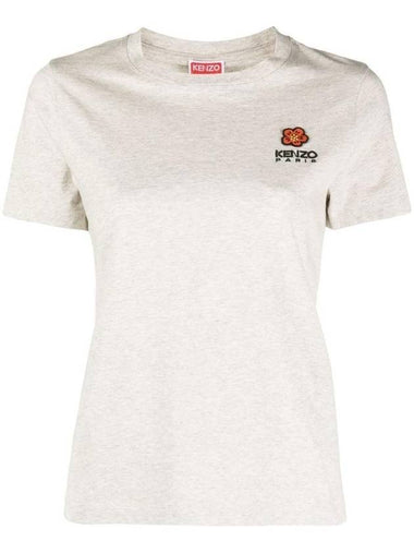 Boke Flower Logo Embroidery Short Sleeve T Shirt Pale Grey - KENZO - BALAAN 1