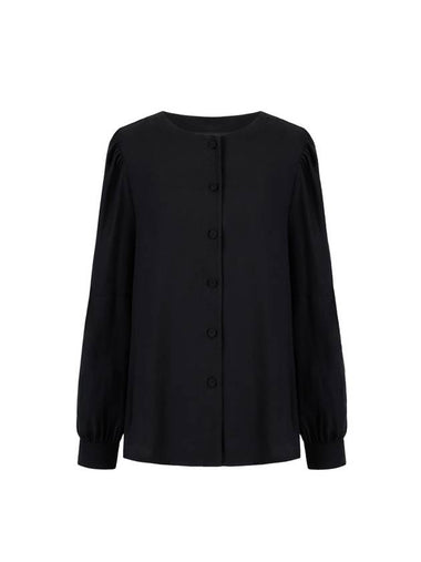 Helena round neck puff shirring blouse black HELENA23BK - RAMUSTUDIO - BALAAN 1