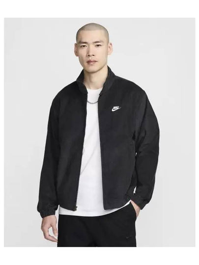 NSW Club Corduroy Harrington Zip Up Jacket Black - NIKE - BALAAN 2