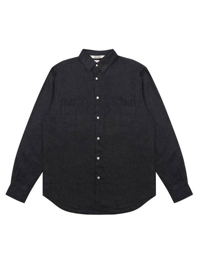 Premium Linen Long Sleeve Shirt Charcoal - SOLEW - BALAAN 2