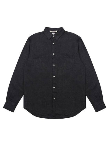 Premium Linen Long Sleeve Shirt Charcoal - SOLEW - BALAAN 1