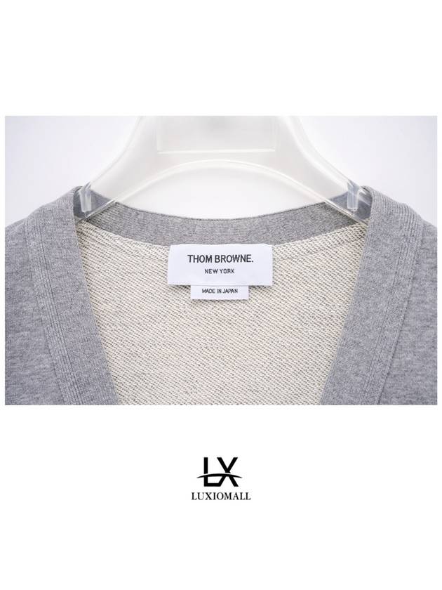 Classic V-Neck 4 Bar Stripe Cardigan Light Grey - THOM BROWNE - BALAAN 4