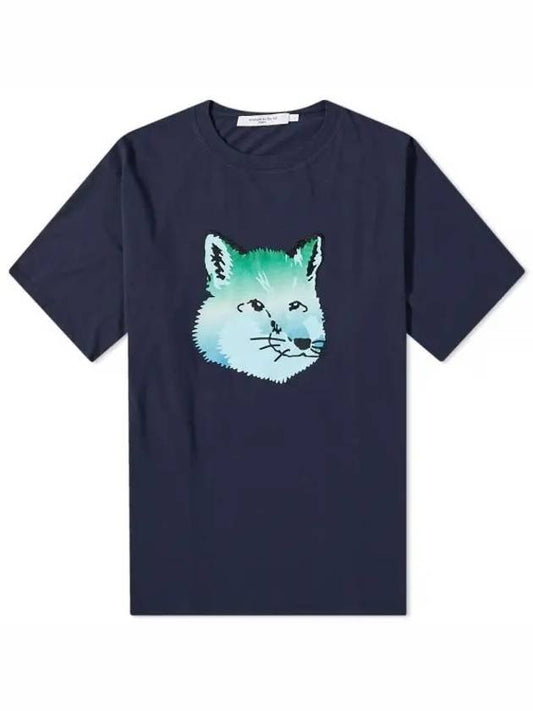 Vibrant Fox Head Easy Short Sleeve T-Shirt Navy - MAISON KITSUNE - BALAAN 2